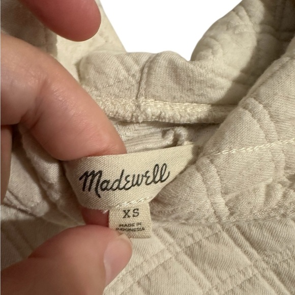 Madewell Cream (Re)sourced Quilted Hoodie Sweatshirt Oversized Boxy Cozy Size XS - Picture 5 of 6